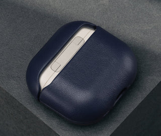 Back of the Blue Leather Case for AirPods (4th Gen)
