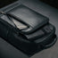 Front pockets on the Black Leather Backpack