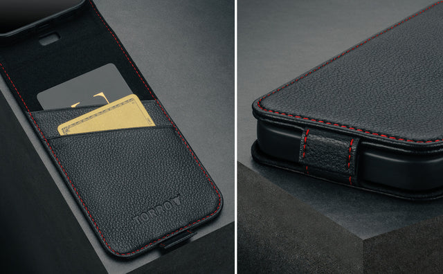iPhone 16 Pro Leder Flip Hülle (MagSafe Laden) Feature Focus