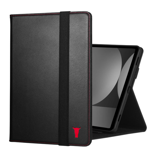 Black with Red Detail Leather Case for Samsung Galaxy Tab S9