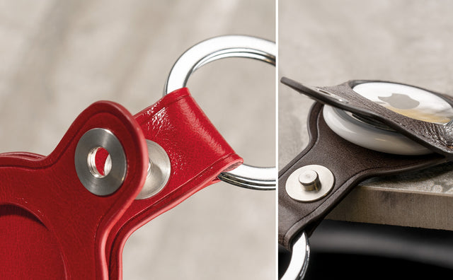 AirTag Leder-Schlüsselring / Schlüsselanhänger (mit Gebürstetem Metallring) Feature Focus