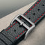 TORRO branded metal buckle on the Black with Red stitching Leather Apple Watch Strap