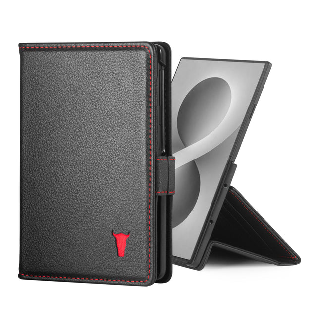 Black with Red Stitching Leather Case for Samsung Galaxy Z Fold8
