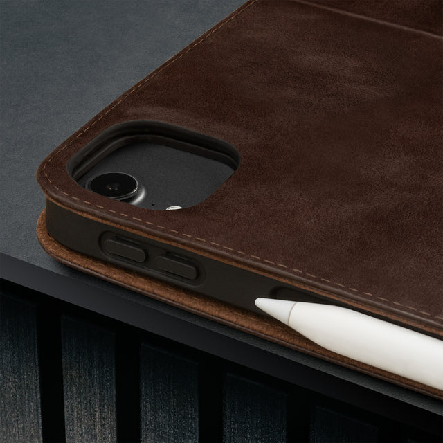 Camera cutout on the Dark Brown Leather Case for Apple iPad Air 12.9