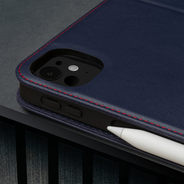 Camera cutout on the Navy Blue Leather Case for Apple iPad Pro 12.9