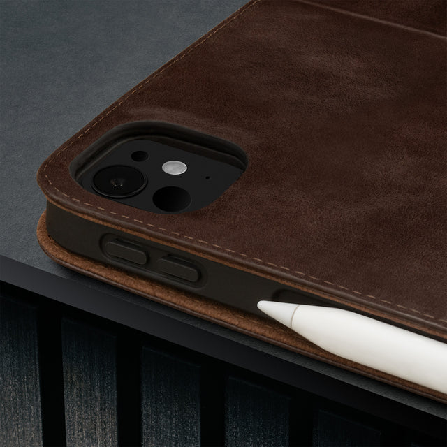 Camera cutout on the Dark Brown Leather Case for Apple iPad Pro 12.9