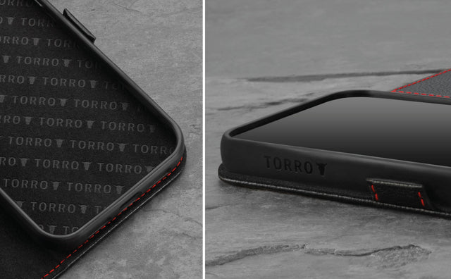 iPhone 12 / iPhone 12 Pro Lederhülle (mit Standfunktion) Feature Focus