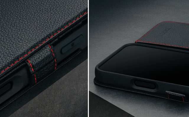 iPhone 16 Plus Lederhülle (mit Standfunktion und MagSafe Laden) Feature Focus