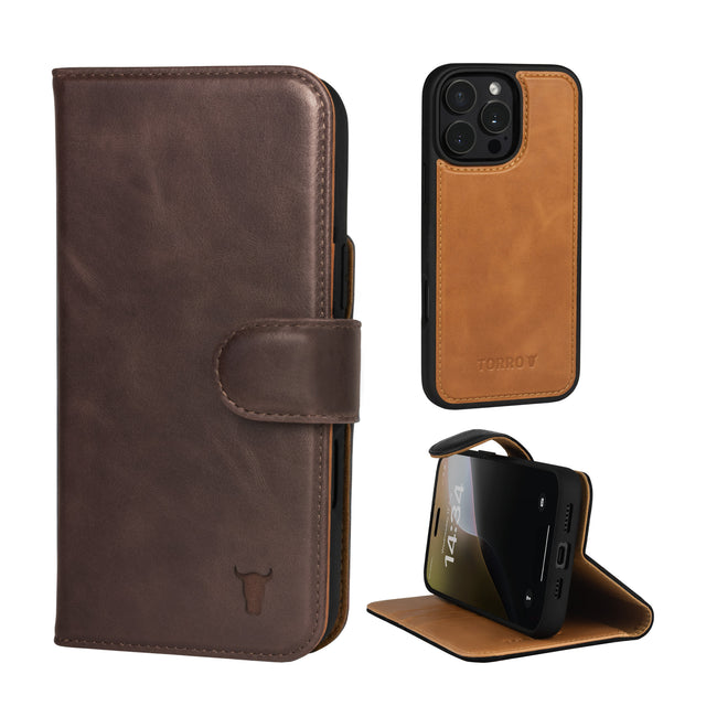 Dark Brown Leather Case with Detachable Cover