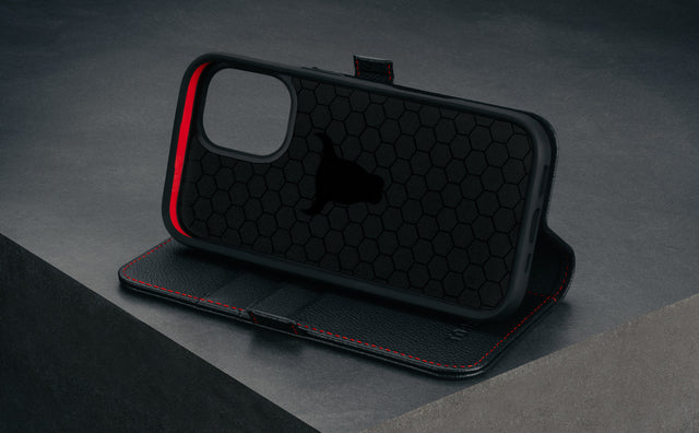 iPhone 16 Lederhülle (mit Standfunktion und MagSafe Laden) Feature Focus