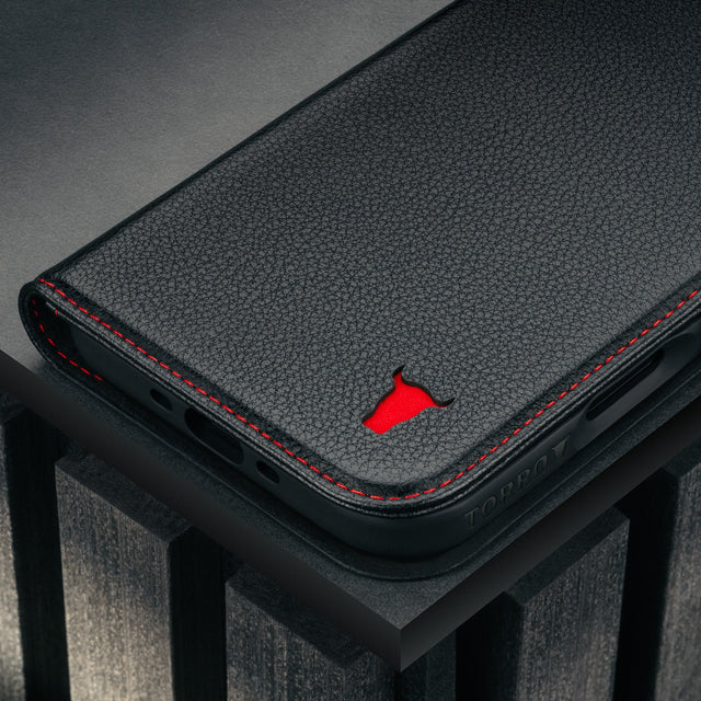 Black (with Red detail) Leather Case for iPhone 17 Air