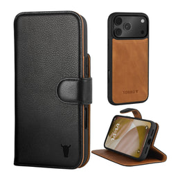 Black Leather Detachable Case for iPhone 17 Pro