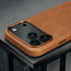 Camera cutout on the Slimline Light Brown / Tan Leather Bumper Case for iPhone 17 Pro Max