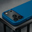 Camera cutout on the Slimline Cobalt Blue Leather Bumper Case for iPhone 17 Pro Max