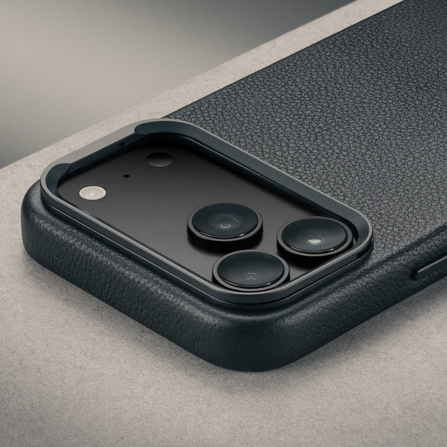 Camera cutout and closed stand function of the Black Leather Bumper Case (with Camera Stand) for iPhone 18 Pro / 17 Pro