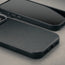 Close up of the Black Leather Bumper Case (with Camera Stand) for iPhone 18 Pro / 17 Pro