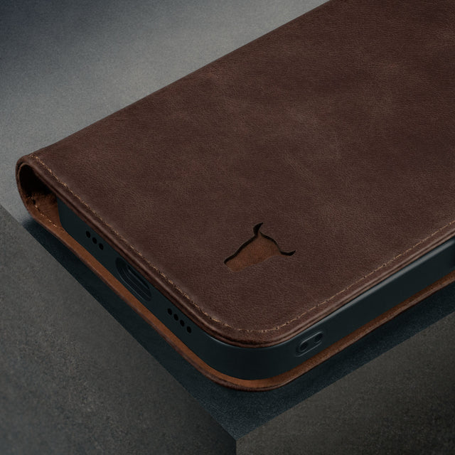 Dark Brown Leather Wallet Case for iPhone SE4 (2025)