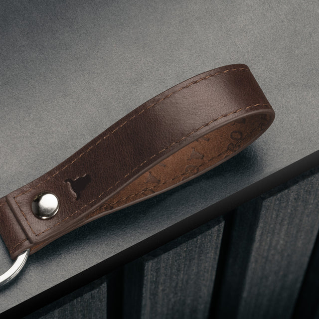 Contextual Back of Dark Brown Leather Keyring