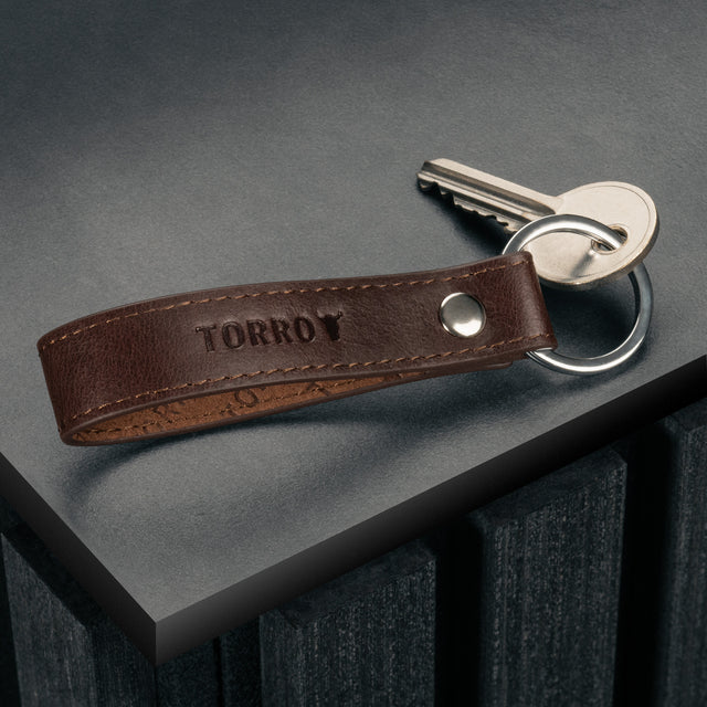 Dark Brown Leather Keyring