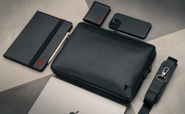 Leder Laptoptasche (mit verstellbaren Riemen) Feature Focus