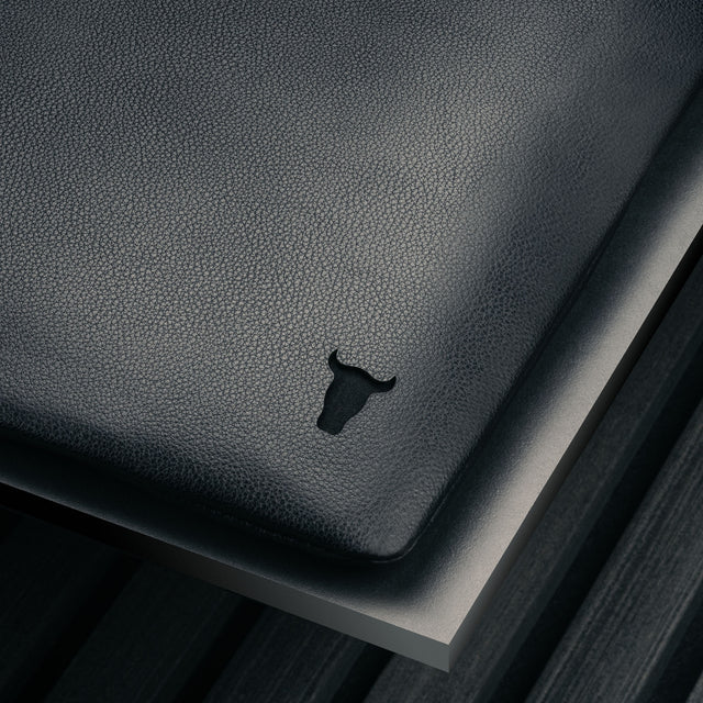 Schwarz Laptop-Hülle aus Leder mit Reißverschluss