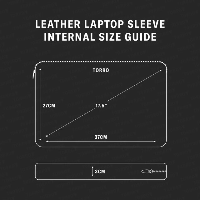 Size Guide - Schwarz Laptop-Hülle aus Leder mit Reißverschluss