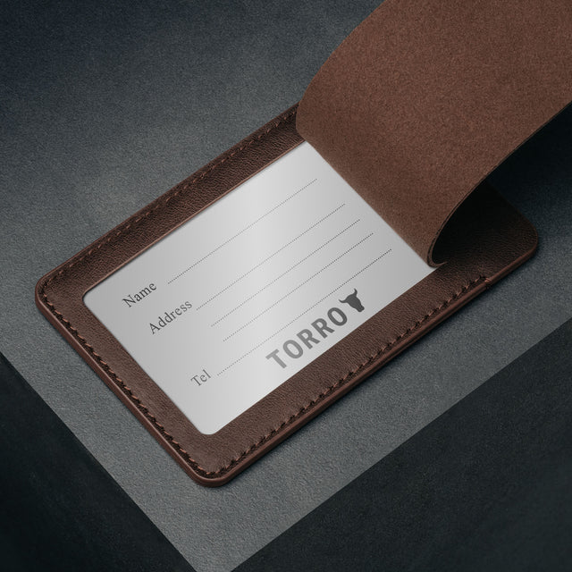 Address label in the Dark Brown Leather Luggage Tag