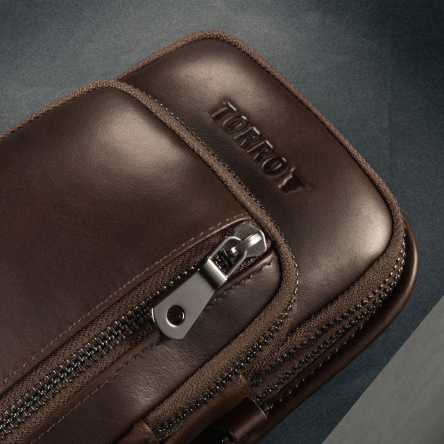 Dark Brown Leather Phone Bag