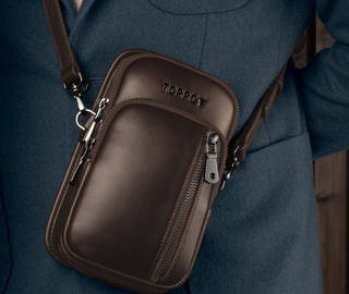 Dark Brown Leather Phone Bag