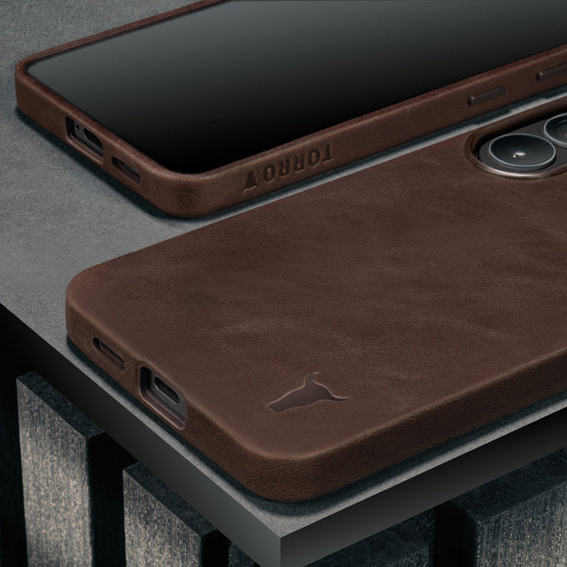 Dark Brown Leather Bumper Case for Galaxy S26