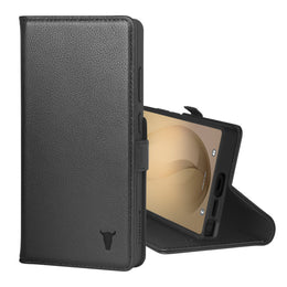 Black Leather Stand Case for Galaxy S26 Ultra