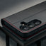 Camera cutout on the Black with Red Detail Leather Stand Case for Galaxy S26+