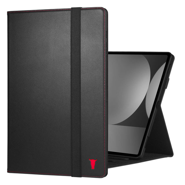 Black with Red Detail Leather Case for Galaxy Tab S11 Ultra
