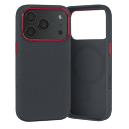 Black with Red Detail Woven Texture Bumper Case for iPhone 17 Pro