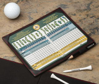 Detachable scorecard holder from the Black with Red details  Golf Scorecard Holder and Yardage Book Cover