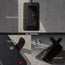 Key features of the Black Leather (with Red Stitching) Wallet Case for iPhone 11 including stand function, magnetic clasp and qi wireless charging