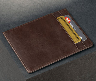 Back of the Dark Brown Leather Credit Card Holder with 2 card slots