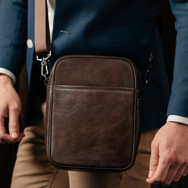 Dark Brown Leather Crossbody Shoulder Satchel Bag