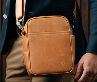 Tan Leather Crossbody Shoulder Satchel Bag