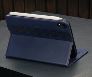Stand functionality of the Navy Blue Leather Case for iPad mini 6 (2021)