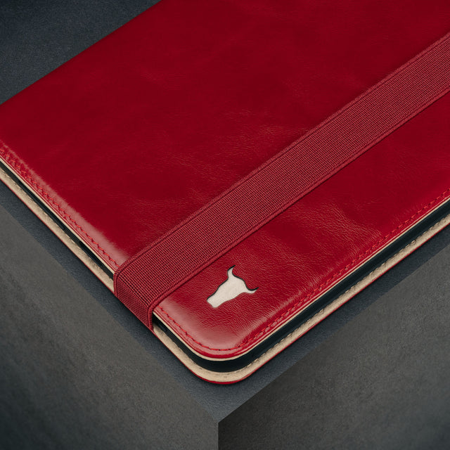Close up of the Red Leather Case for iPad Mini 6th Generation (2021)