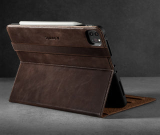 Integrated stand function of the Dark Brown Leather Case for iPad Pro 11-inch