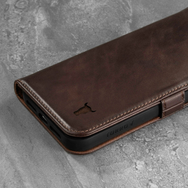 Dark Brown Leather Phone Case for iPhone 13 Pro