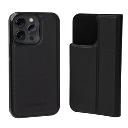 Black Leather Bumper Case (with detachable cover) for iPhone 14 Pro