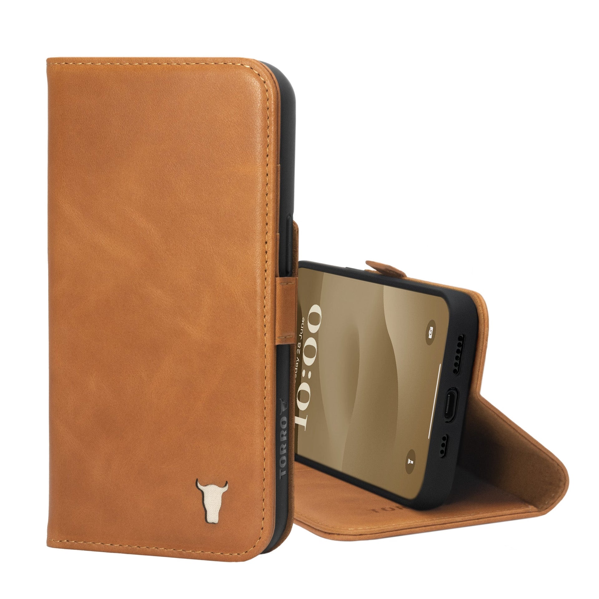 iPhone 15 Leder-Brieftaschenhülle (mit Standfunktion)