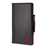 Leder-Golf-Scorecard-Halter (PRO Edition) - Schwarz mit Rotem Detail