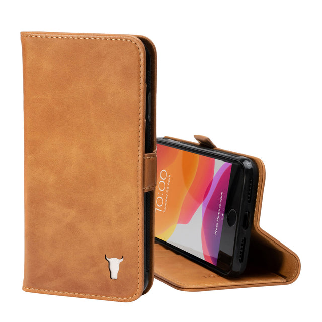 Tan Leather Stand Case for iPhone SE (2020), iPhone 8 and iPhone 7