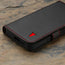 Schwarzes Lederetui mit roten Details für das Samsung Galaxy S24