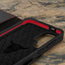 GEO-AS-3-Technologie in der schwarzen Lederhülle mit roten Details für das Samsung Galaxy S24
